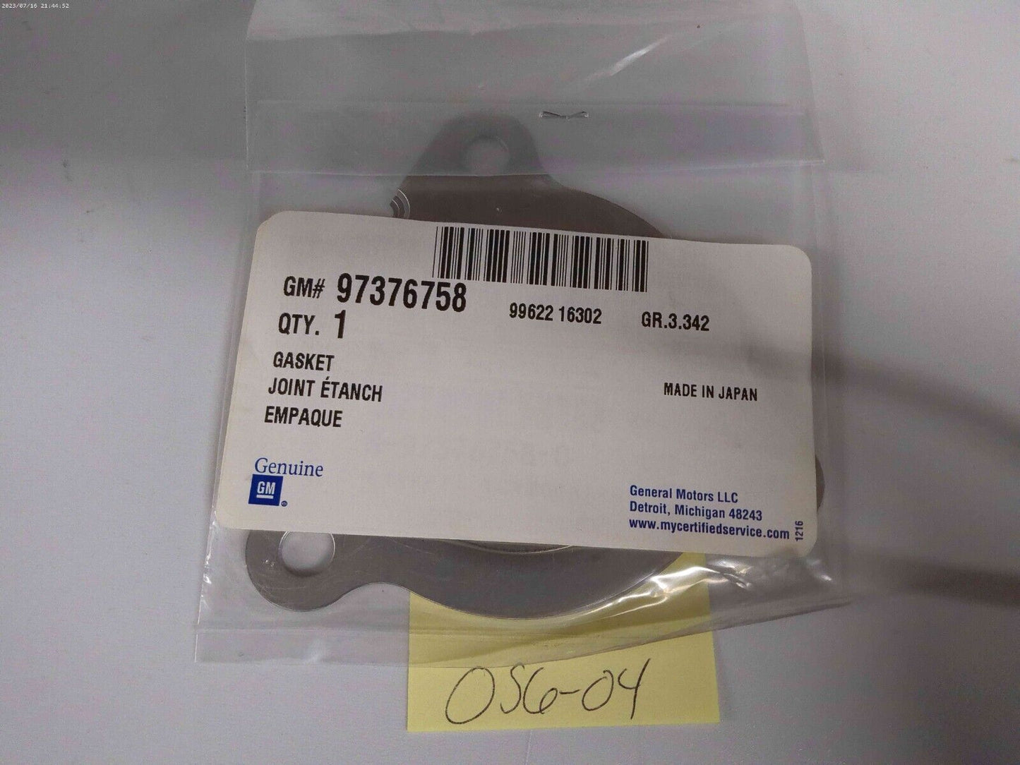 Genuine GM 97376758 Isuzu Turbo Charger Gasket Isuzu 8-97376758-0 | OS6-04