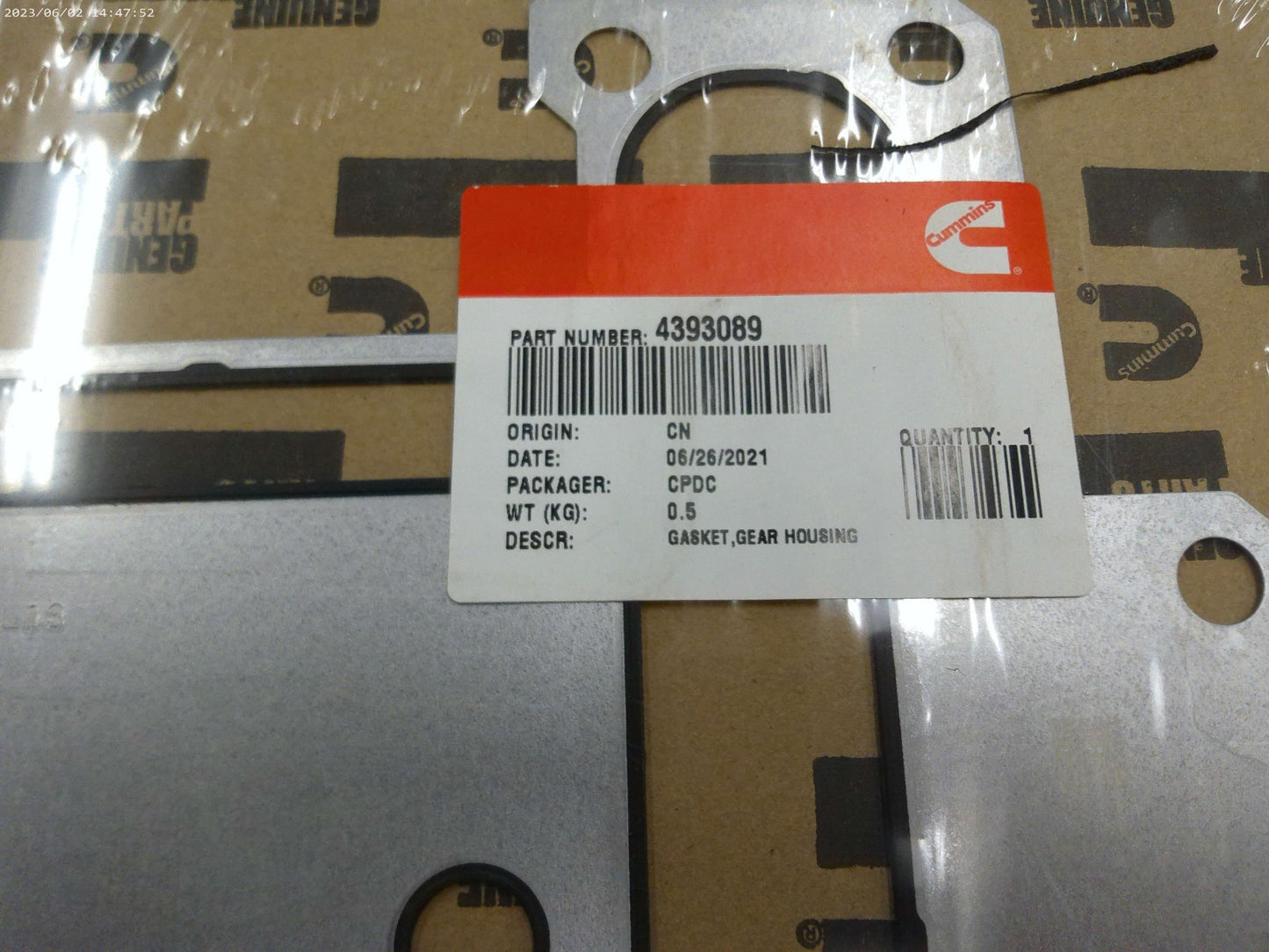Genuine CUMMINS GASKET, GEAR HOUSING 4393089 | OS-FL