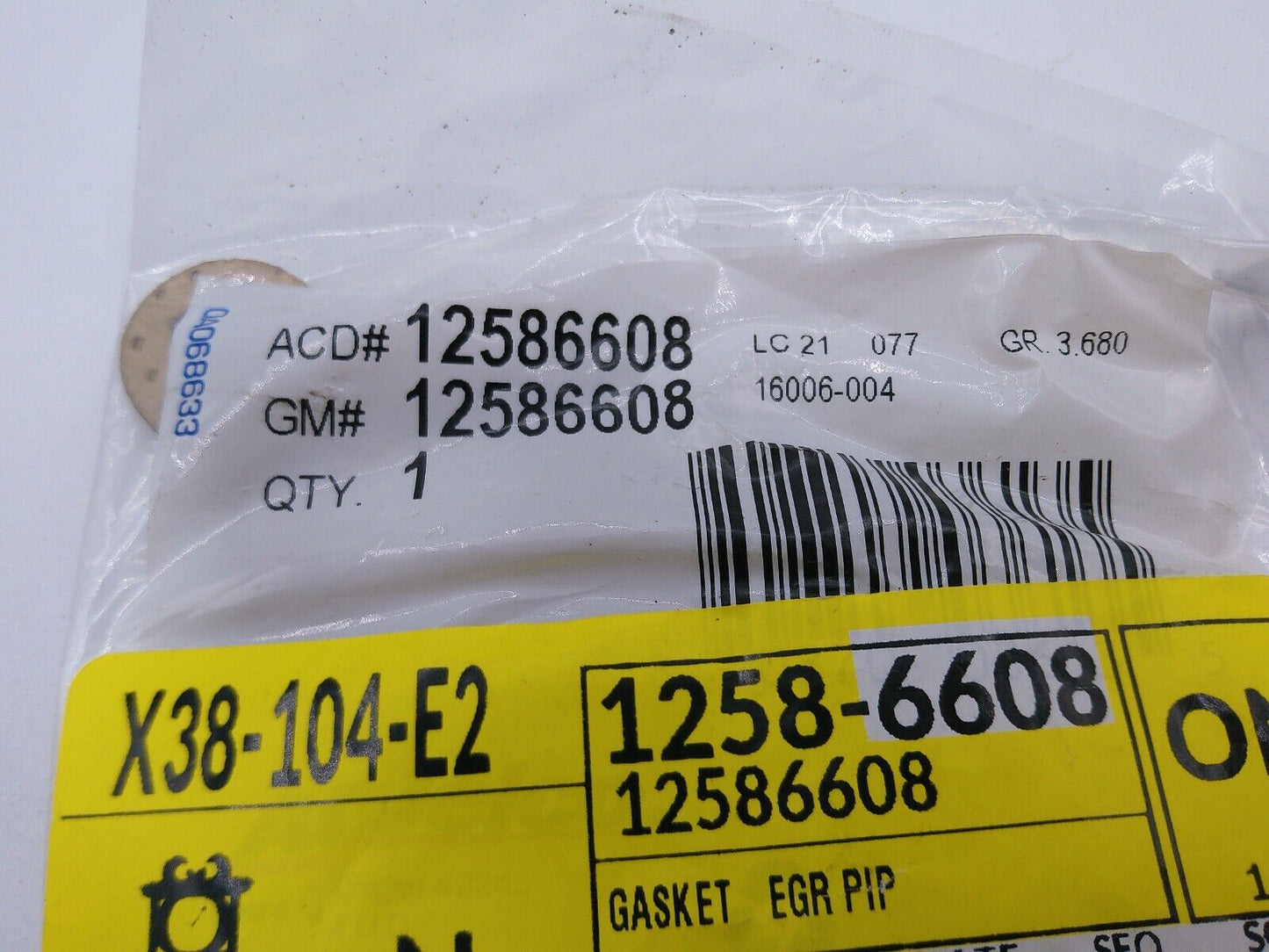NOS OEM NIP GM ACDelco 12586608 Valve Pipe Gasket | OS4-13-E