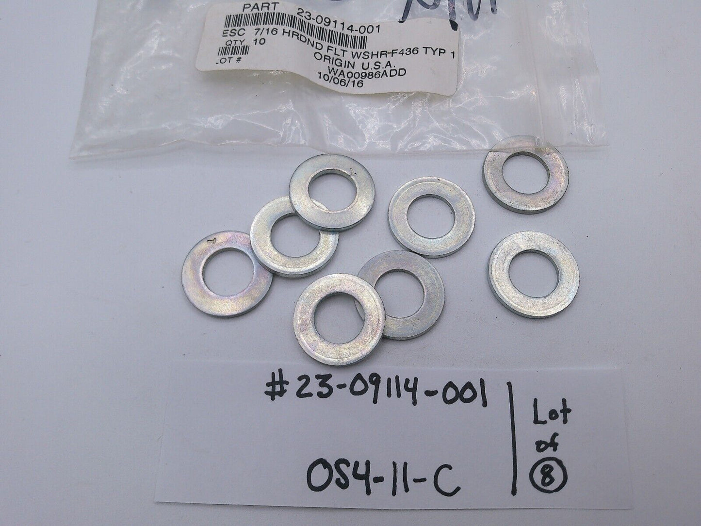 Lot of (8) FREIGHTLINER WASHER-FLAT, HARDENED, 7/16 23-09114-001 | OS4-11-C