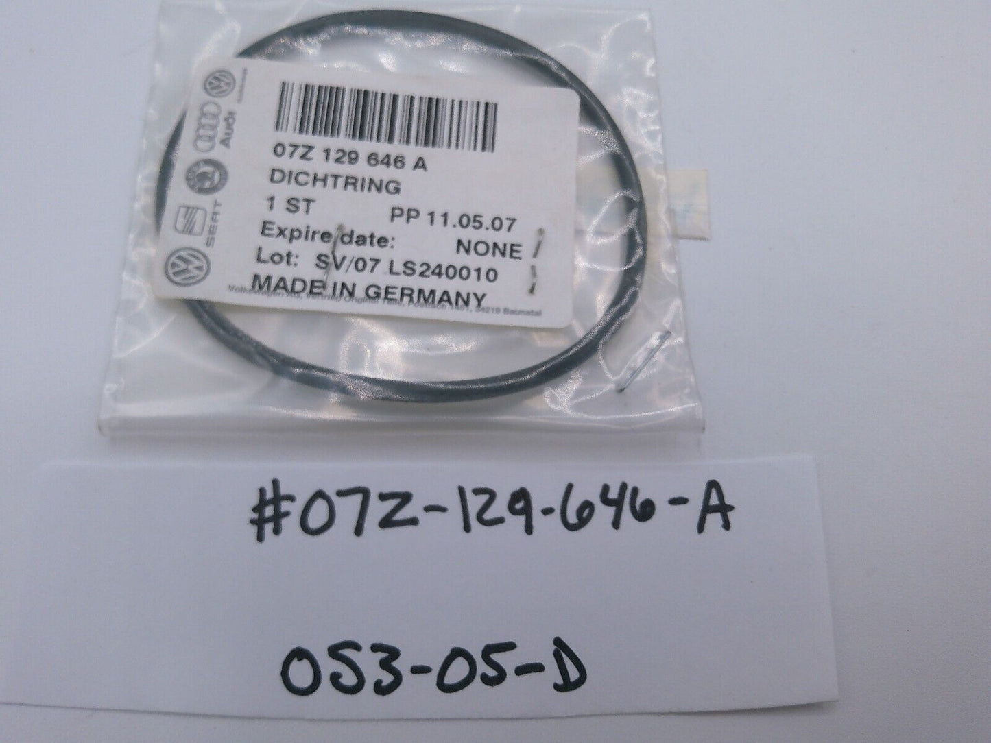 Genuine OEM VW O-Ring Seal Gasket 07Z-129-646-A | OS3-05-D