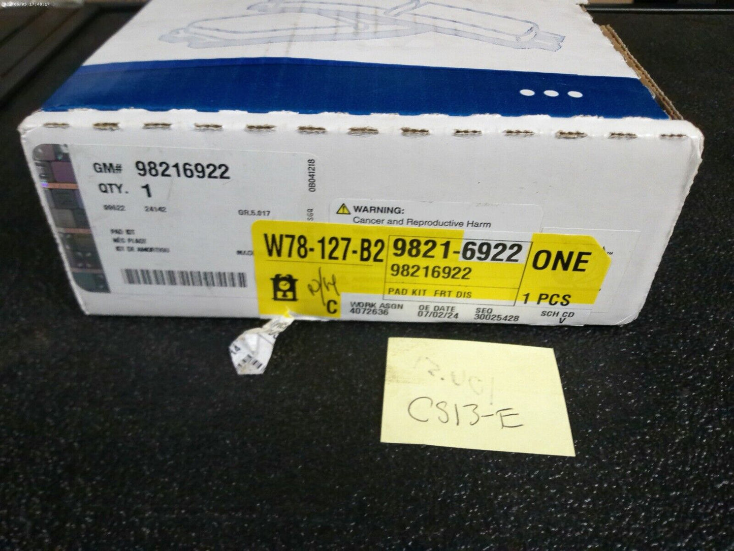 Genuine OEM GM Disc Brake Pad Set Front 98216922 | CS13-E