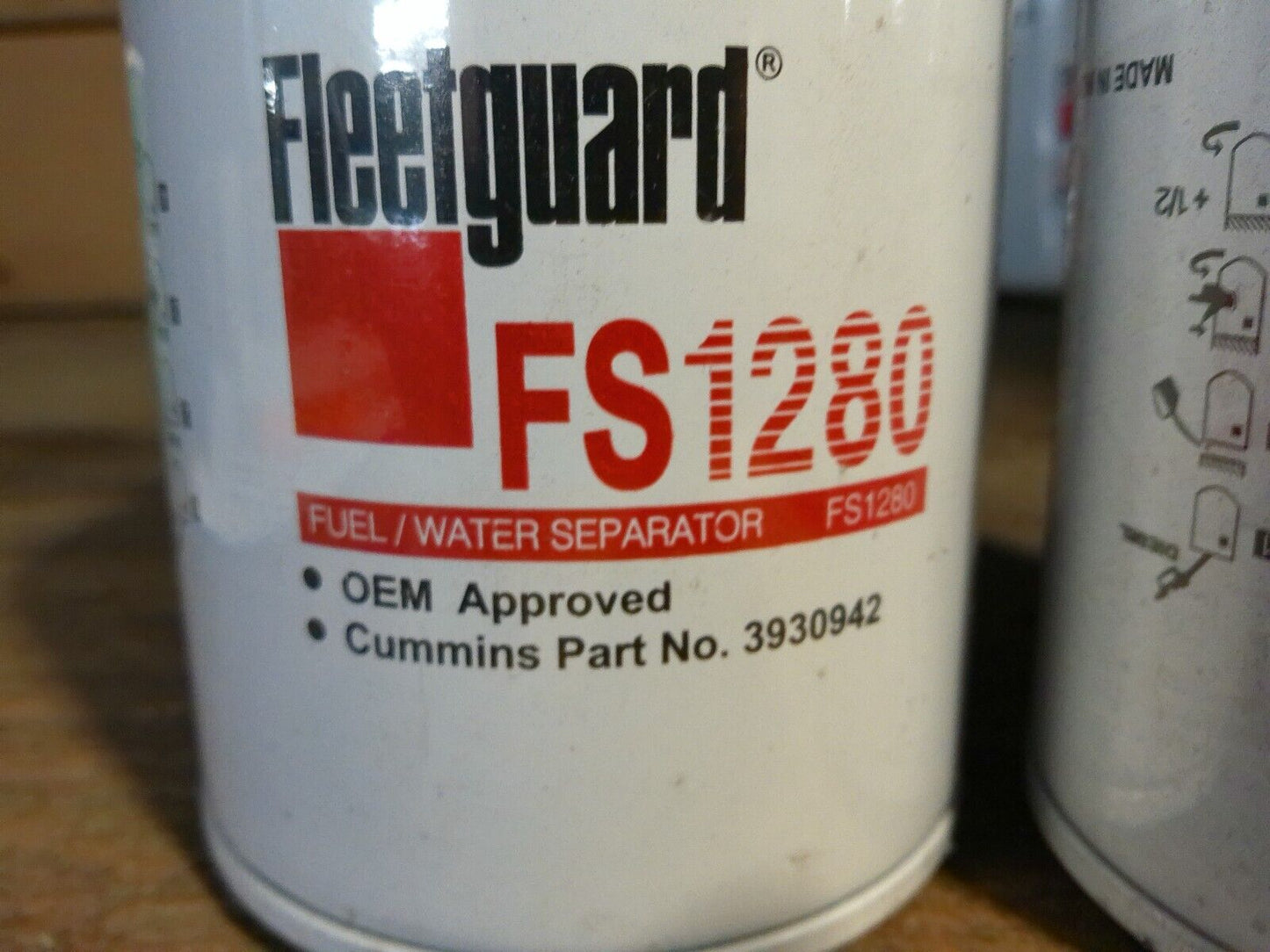 Lot of (2) Genuine Fleetguard FS1280 Fuel / Water Separator Spin-On | WD28-1