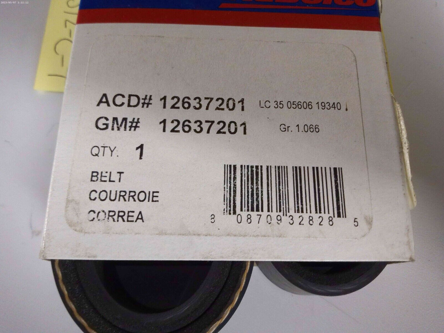 ACDelco GM Original Equipment 12637201 V-Ribbed Serpentine Belt | CS12-C-T