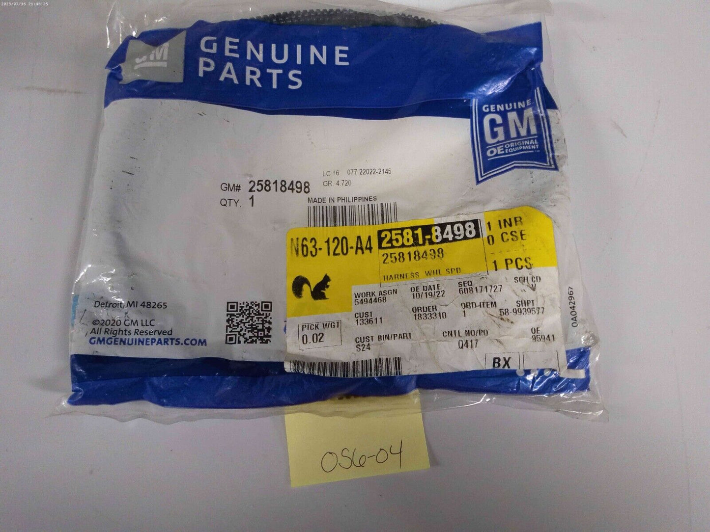 GM Genuine Parts 25818498 ABS Wheel Speed Sensor Wiring Harness | OS6-04