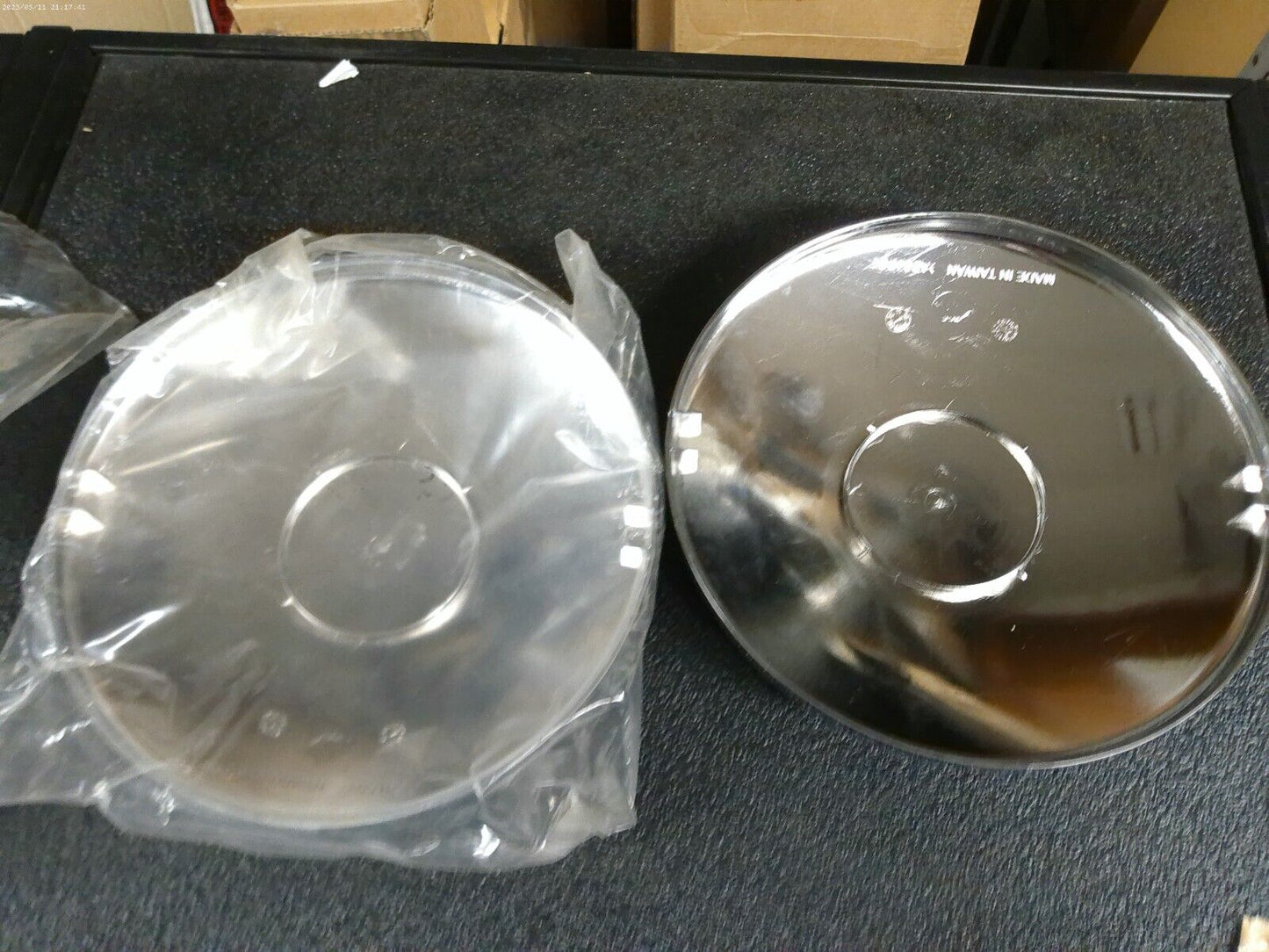 Pair (2) ACX/39940 Chrome Plastic Hub Caps 8.75" | CS12-E-BOX