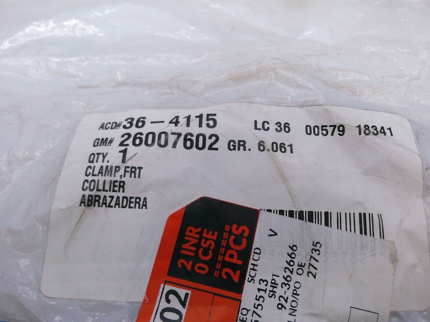 Genuine GM OEM AC Delco Clamp Part Number - 26007602 | OS2-03-A