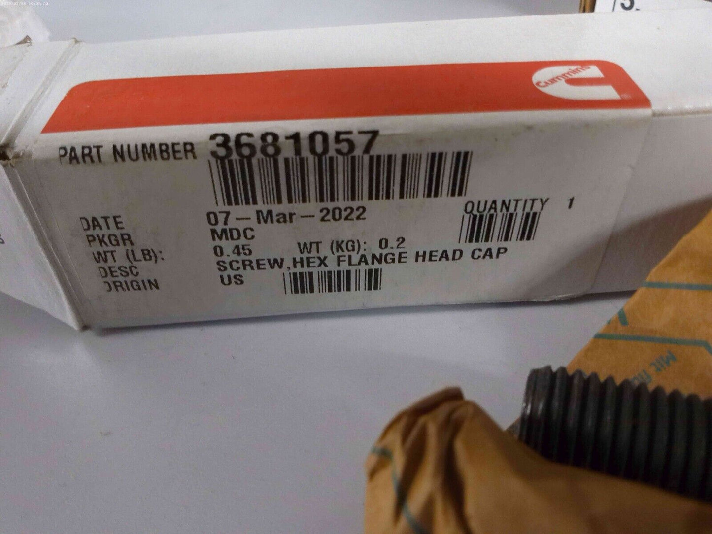 3681057 CUMMINS SCREW, HEX FLANGE HEAD CAP OEM | OS6-15