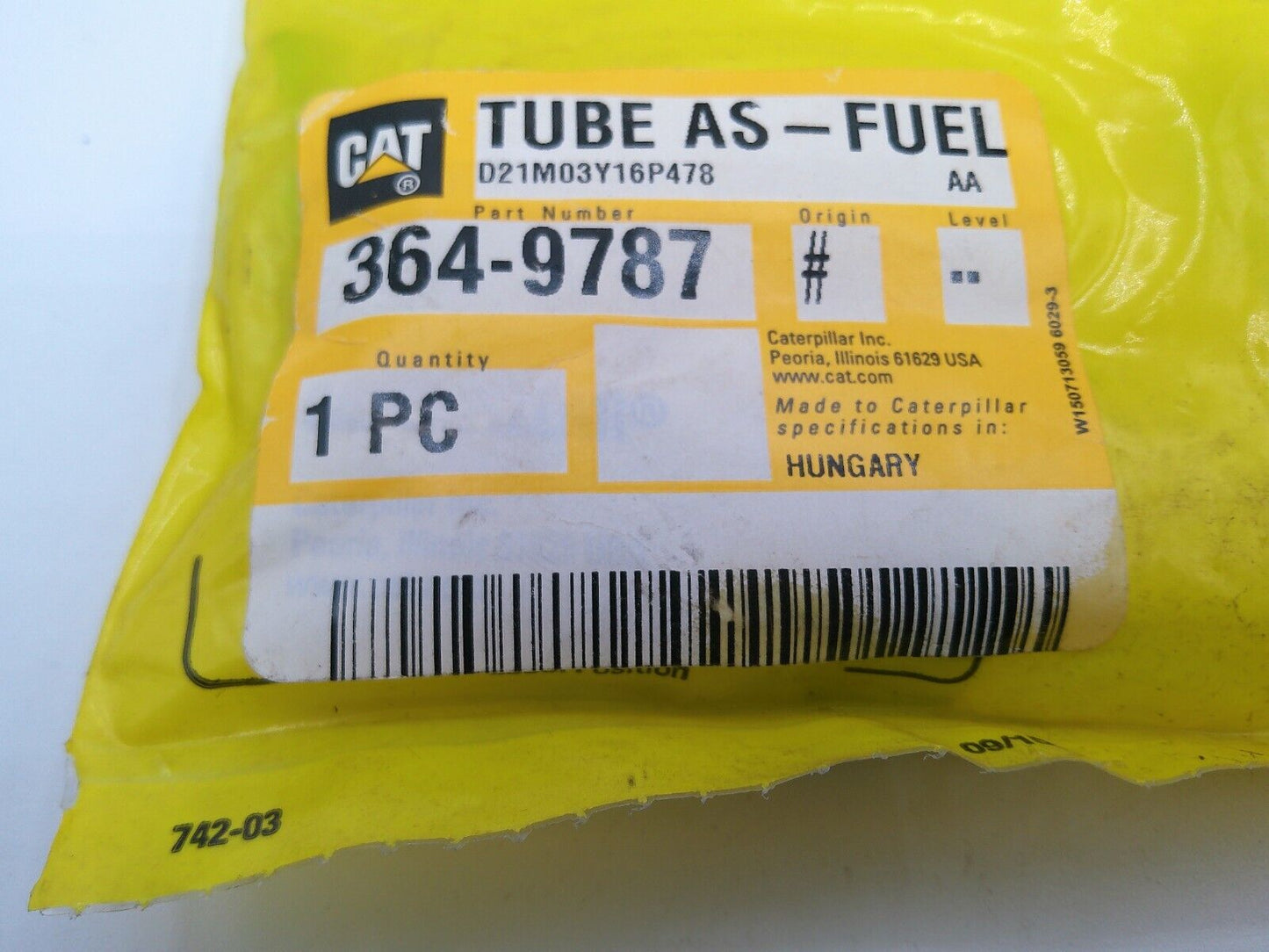 Genuine OEM Caterpillar Cat 364-9787 Fuel Tube Assembly | VM2-02-B-2