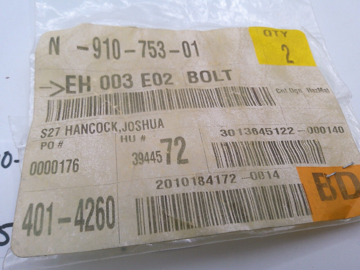 Genuine Audi VW Hexagon Head Panel Bolt 2,5X10 Lot of (2) N91075301 | OS3-05-D