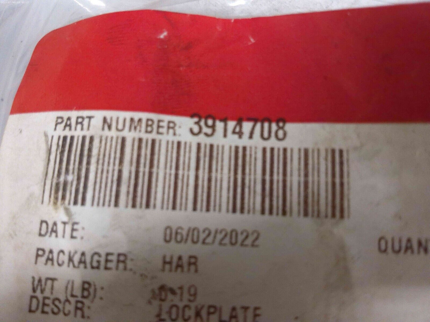 OEM Cummins LOCKPLATE 3914708 | OS6-12
