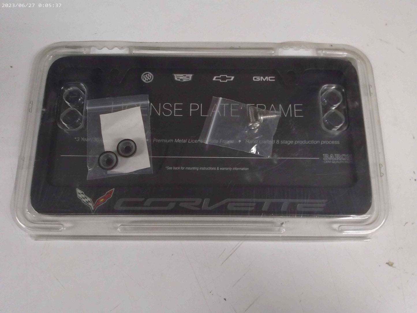 CORVETTE oem GM License Plate Metal Frame By Baron & Baron 19368108 | CAVE14