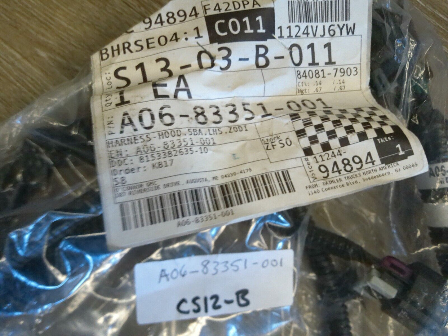 FREIGHTLINER GENUINE OEM HOOD HARNESS, A06-83351-001 | CS12-B