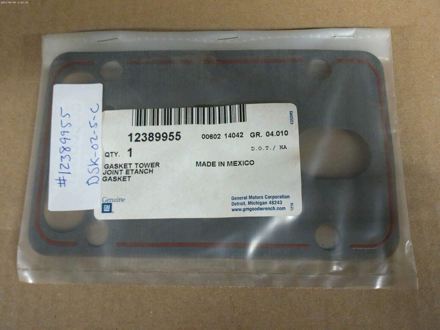Genuine OEM GM Gasket 12389955 | DSK-02-5-C