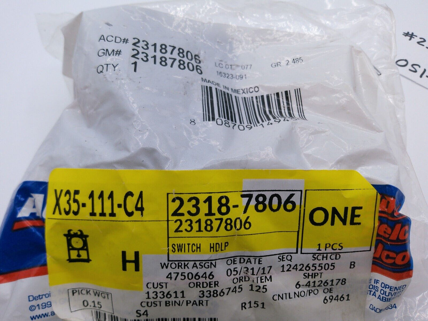 Genuine GM OEM FRONT HEAD LAMP CONTROL SWITCH PANEL 23187806 | OS1-01-C