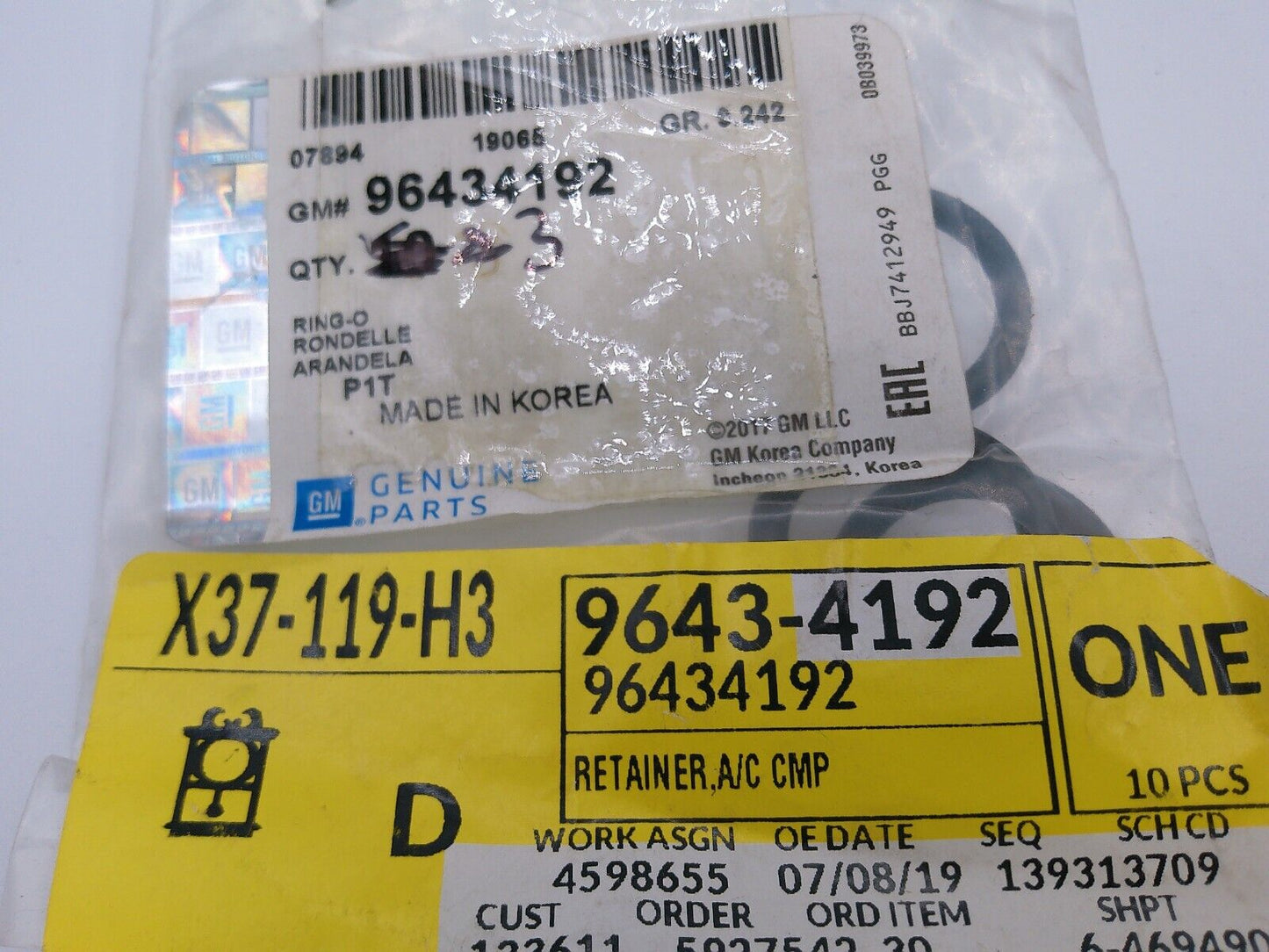Lot of (3) GENUINE OEM GM #96434192 A/C COMPRESSION SEALS | OS4-09-D