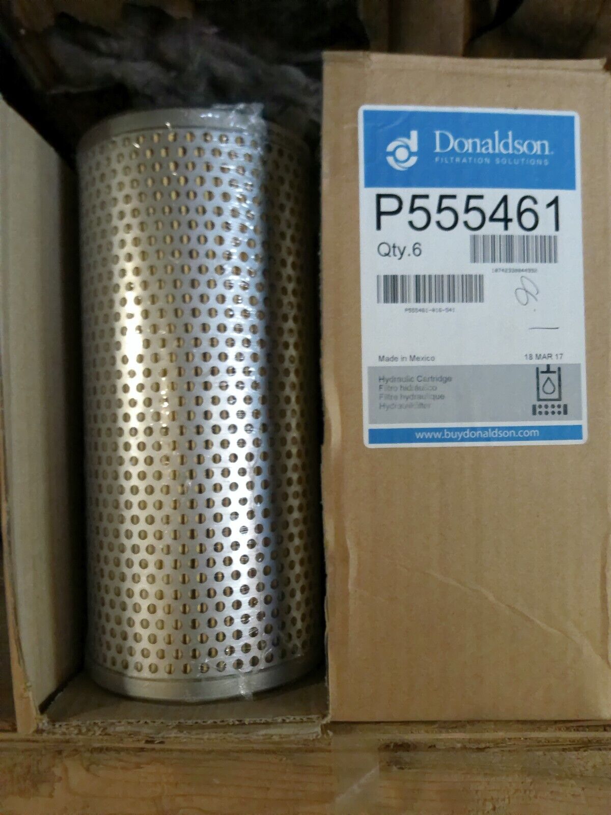 Lot of (6) Donaldson Hydraulic Filters P555461 | WD08-1