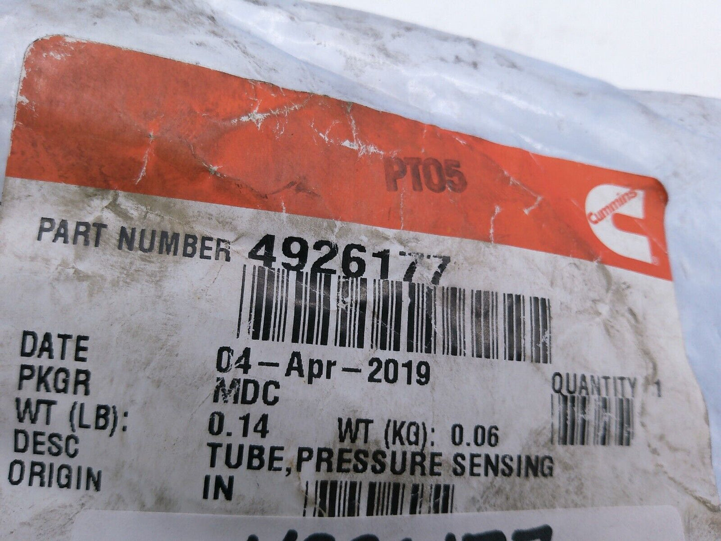 Genuine Cummins OEM 4926177 Pressure Sensing Tube | CS14-C-2-E