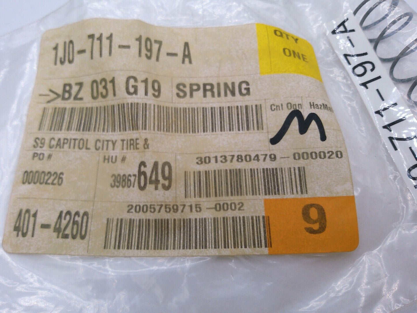 1J0711197A x1 Genuine OEM Volkswagen SPRING | OS4-10-C