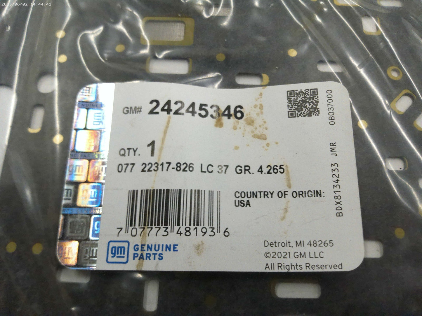 Genuine OEM GM 24245346 Transmission Valve Body Separator Plate | OS-FL