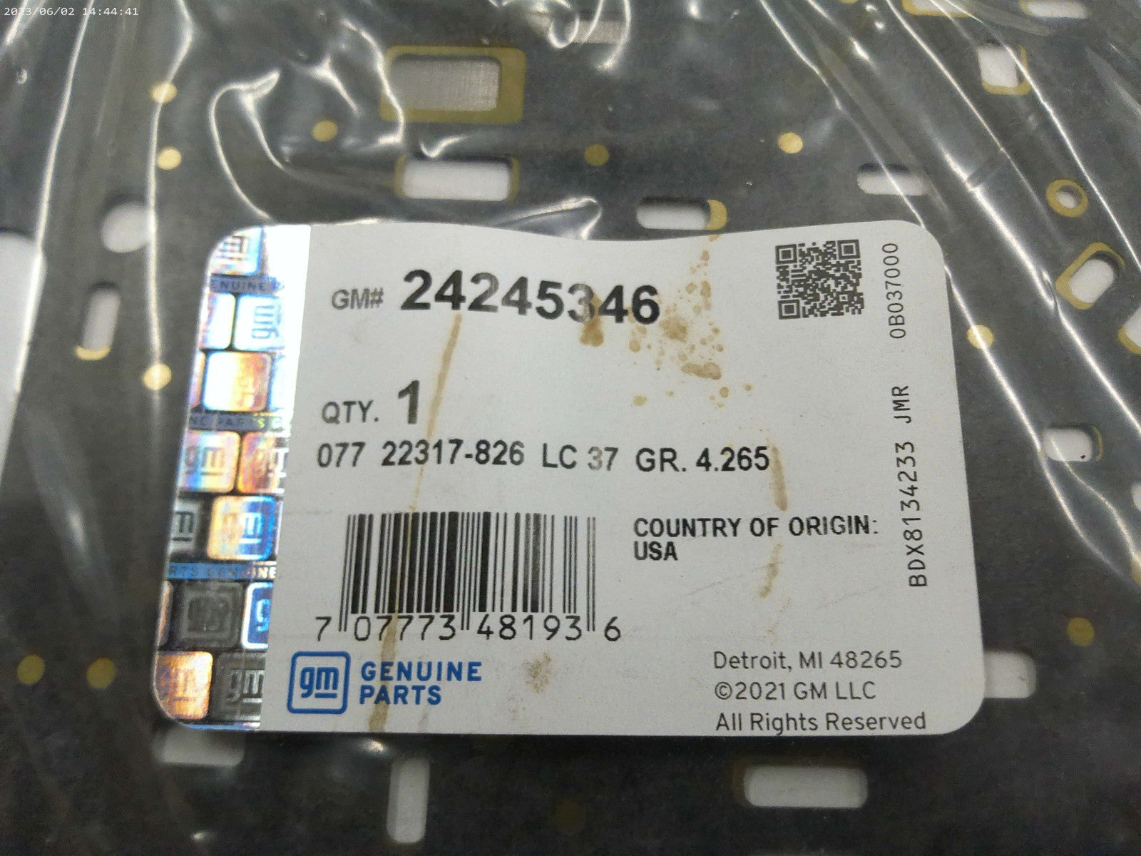 Genuine OEM GM 24245346 Transmission Valve Body Separator Plate | OS-FL