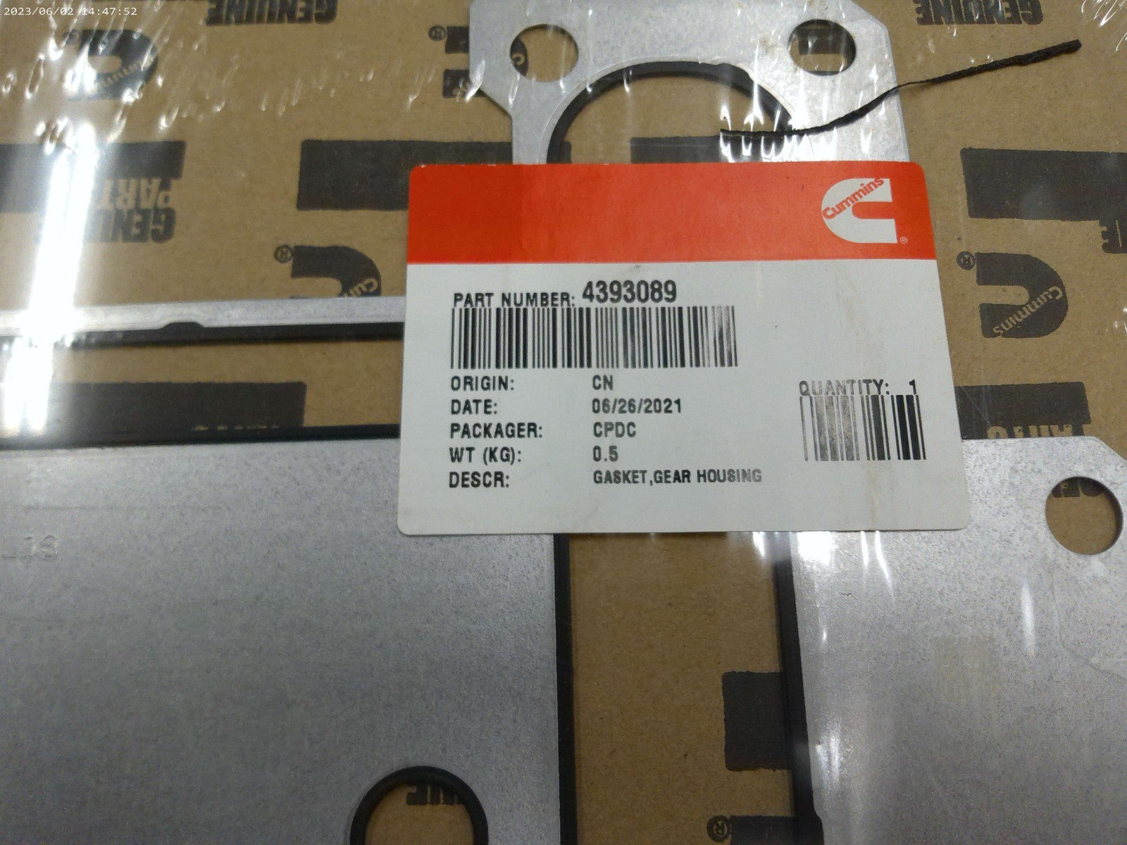 Genuine CUMMINS GASKET, GEAR HOUSING 4393089 | OS-FL
