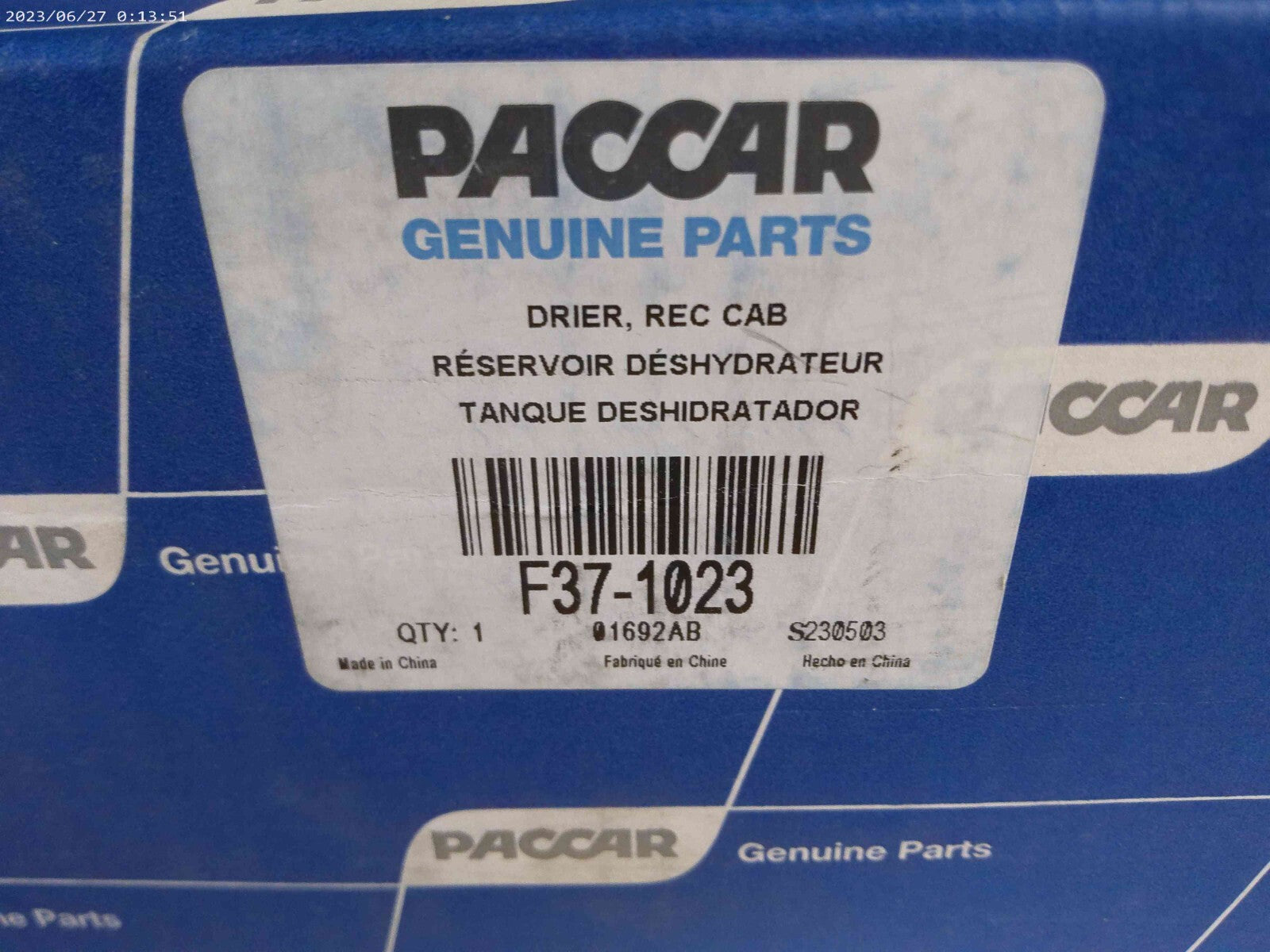 Sealed GENUINE PACCAR KENWORTH CAB AIR DRYER RECEIVER - F37-1023 | CS10-D