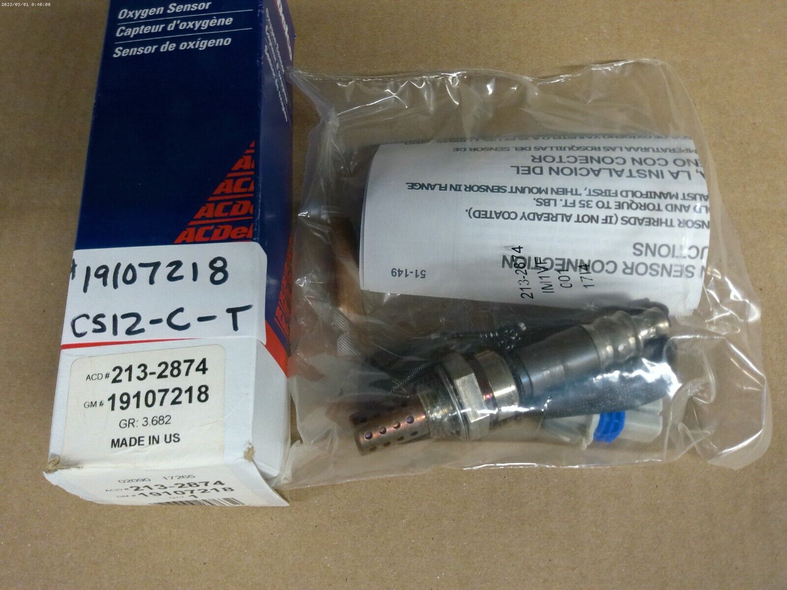 GENUINE oem ACDELCO GM 19107218 213-2874 OXYGEN SENSOR | CS12-C-T
