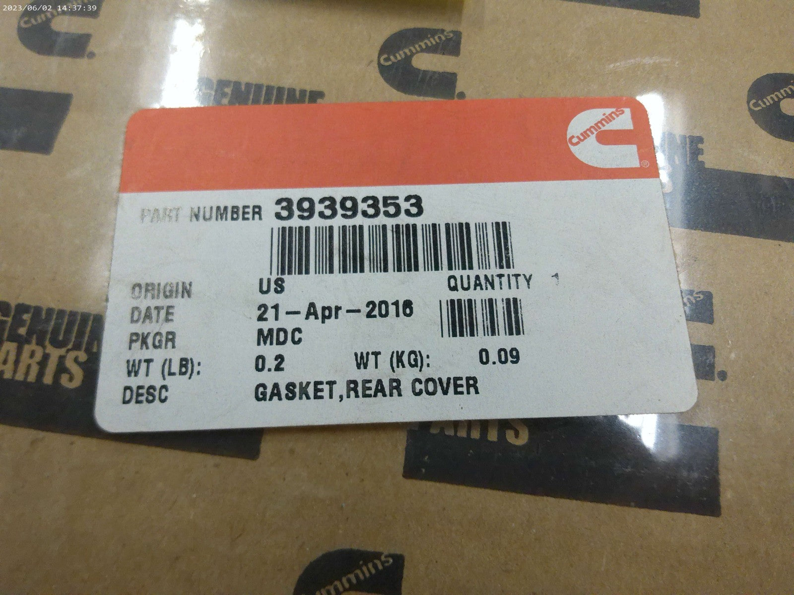 Cummins Genuine OEM Gasket 3939353 | OS-FL