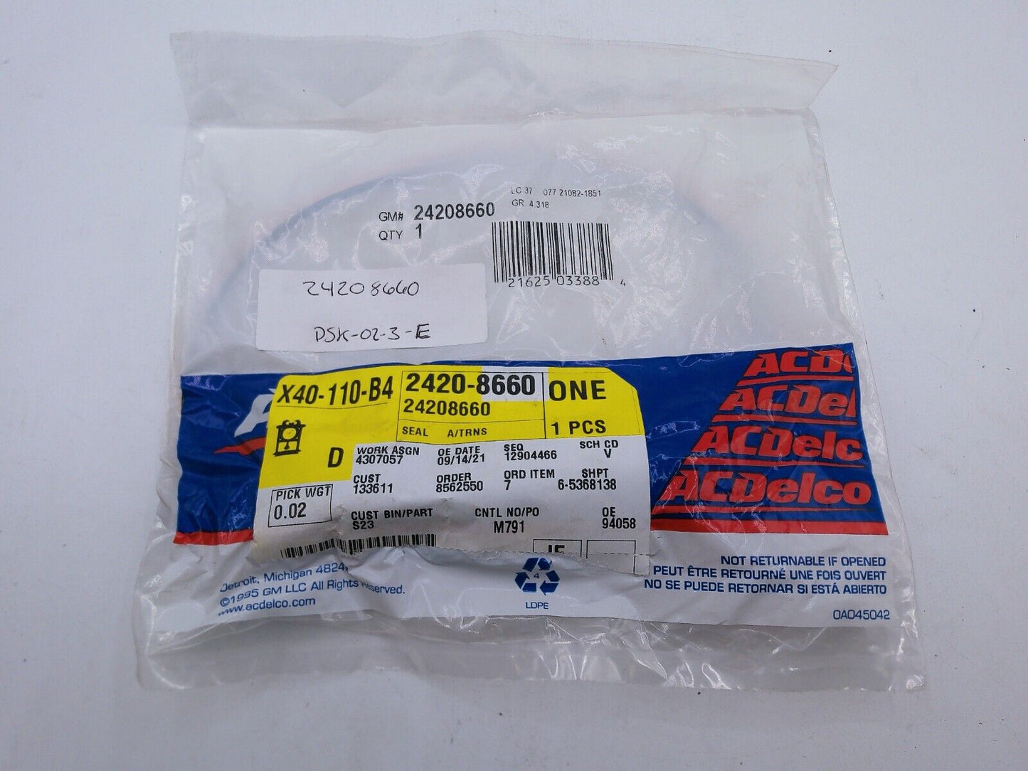 Genuine OEM GM Automatic Transmission Case Extension Seal 24208660 | DSK-02-3-E