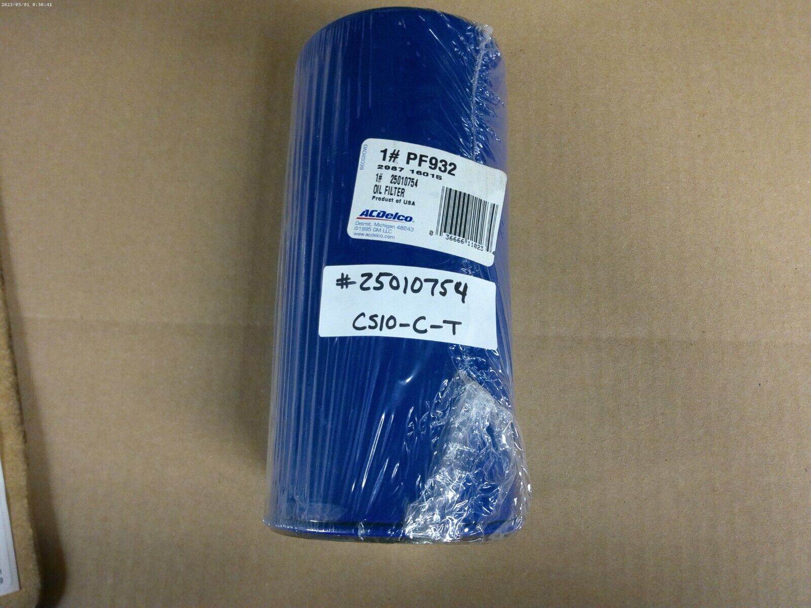 AC Delco PF932 Oil Filter 25010754 Genuine GM OEM | CS10-C-T