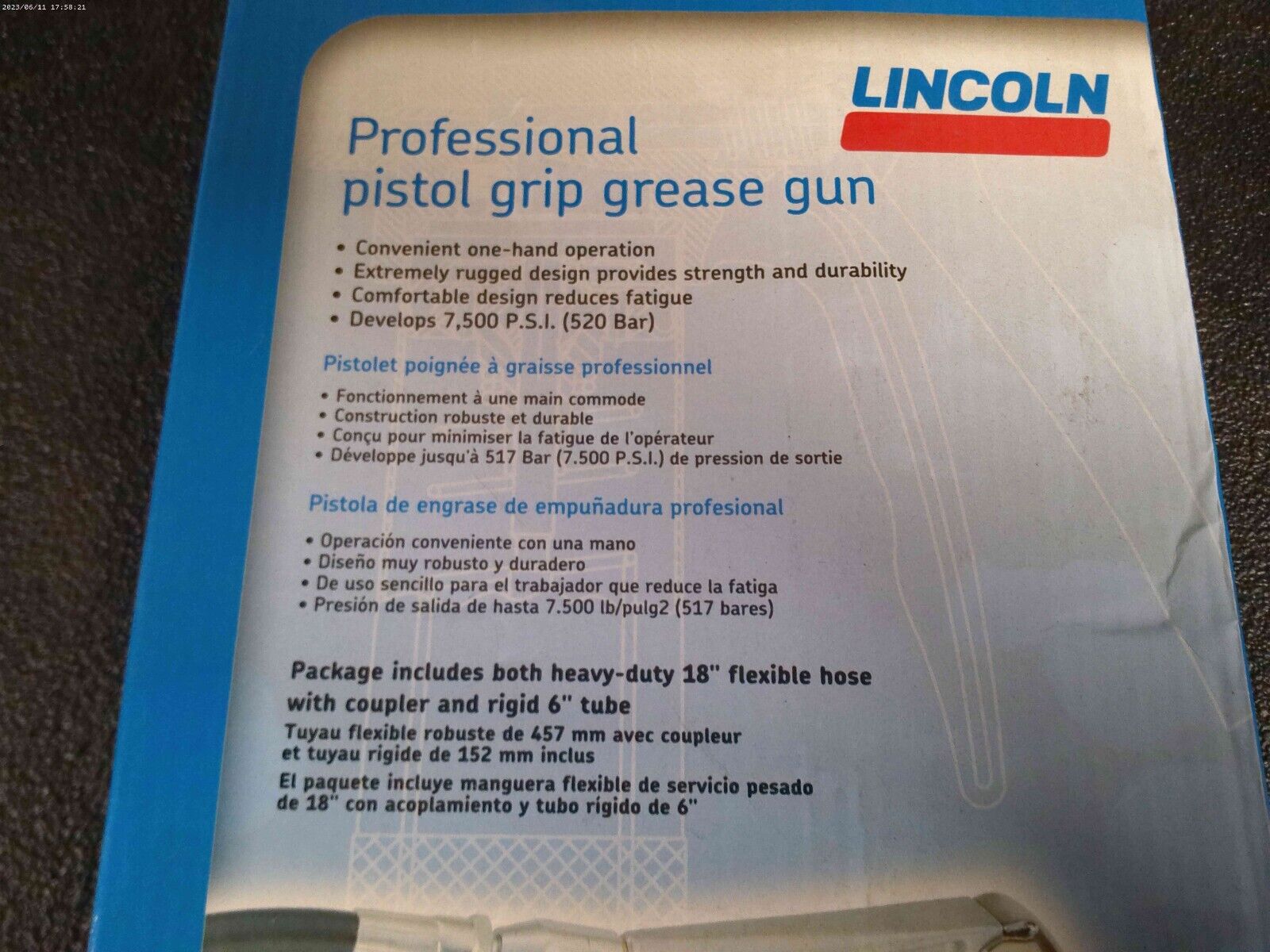 SKF Lincoln Industrial 1134 Grease Gun, Pistol Grip Handle, 7500 Psi | CS18-B