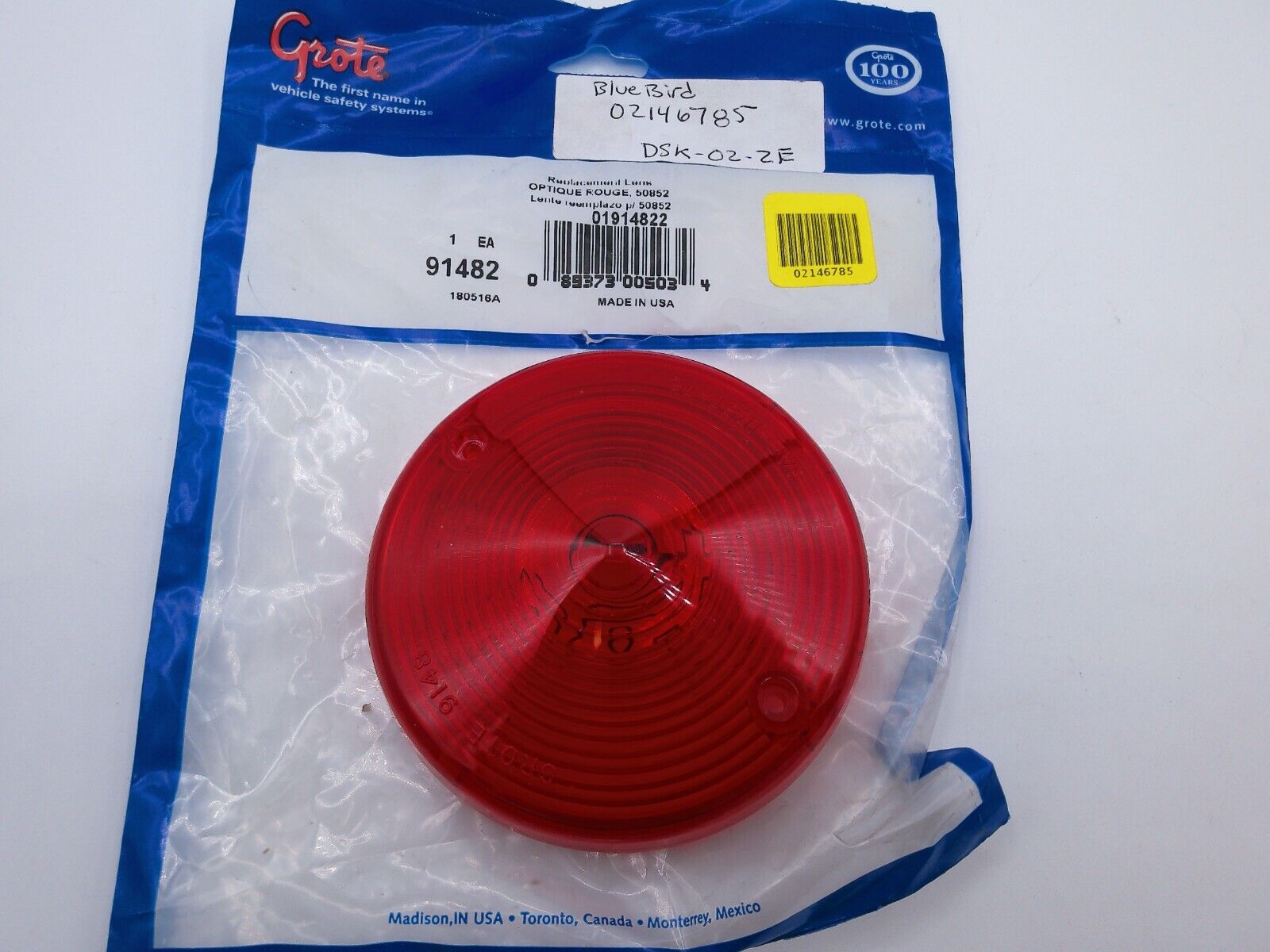 BlueBird 02146785 - GROTE 91482 RED LENS | DSK-02-2E