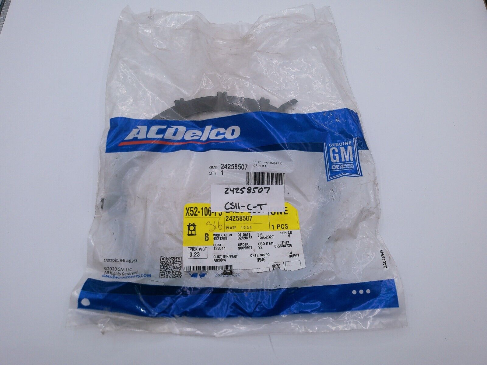 ACDelco Position 1-2-3-4 Automatic Transmission Clutch Plate 24258507 | CS11-C-T