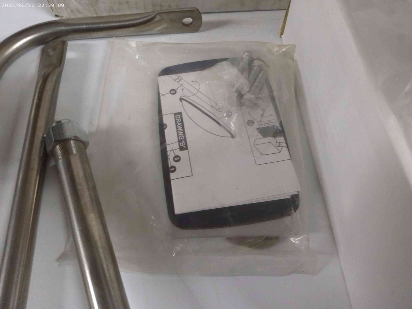 Trux TM-2005 Mirror Hood Mount, Curved Arm, With Rectangular Base | CS17-F