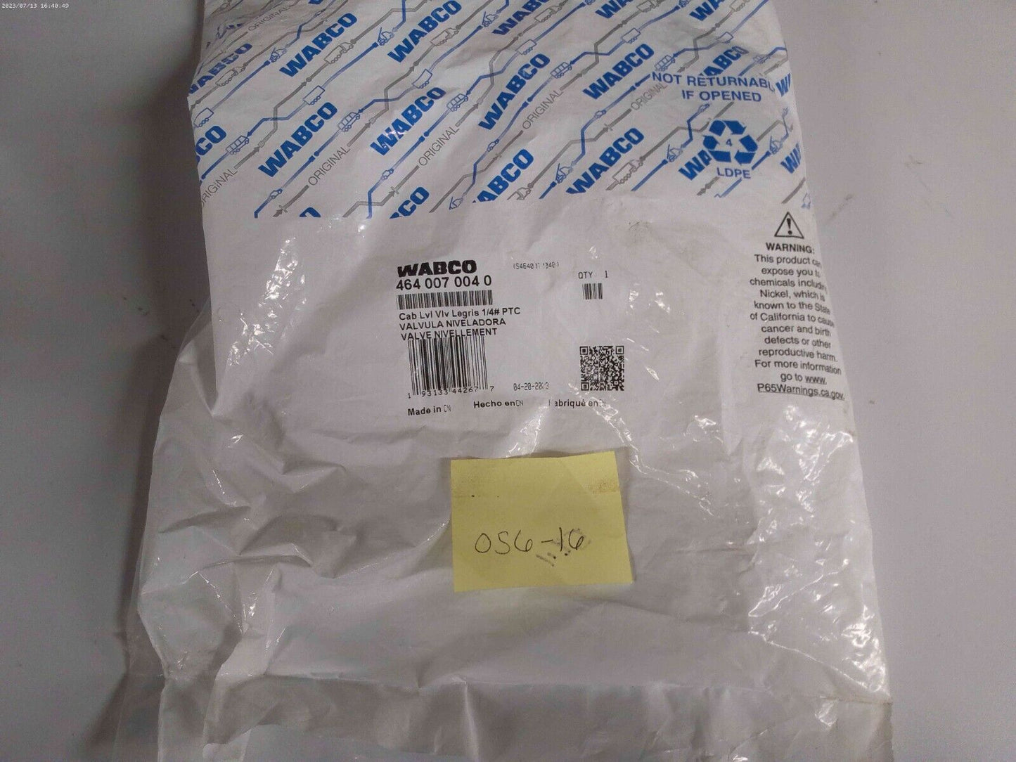 Genuine MERITOR WABCO AIR SYS VALVE, LEVELING - S4640070040 | OS6-16