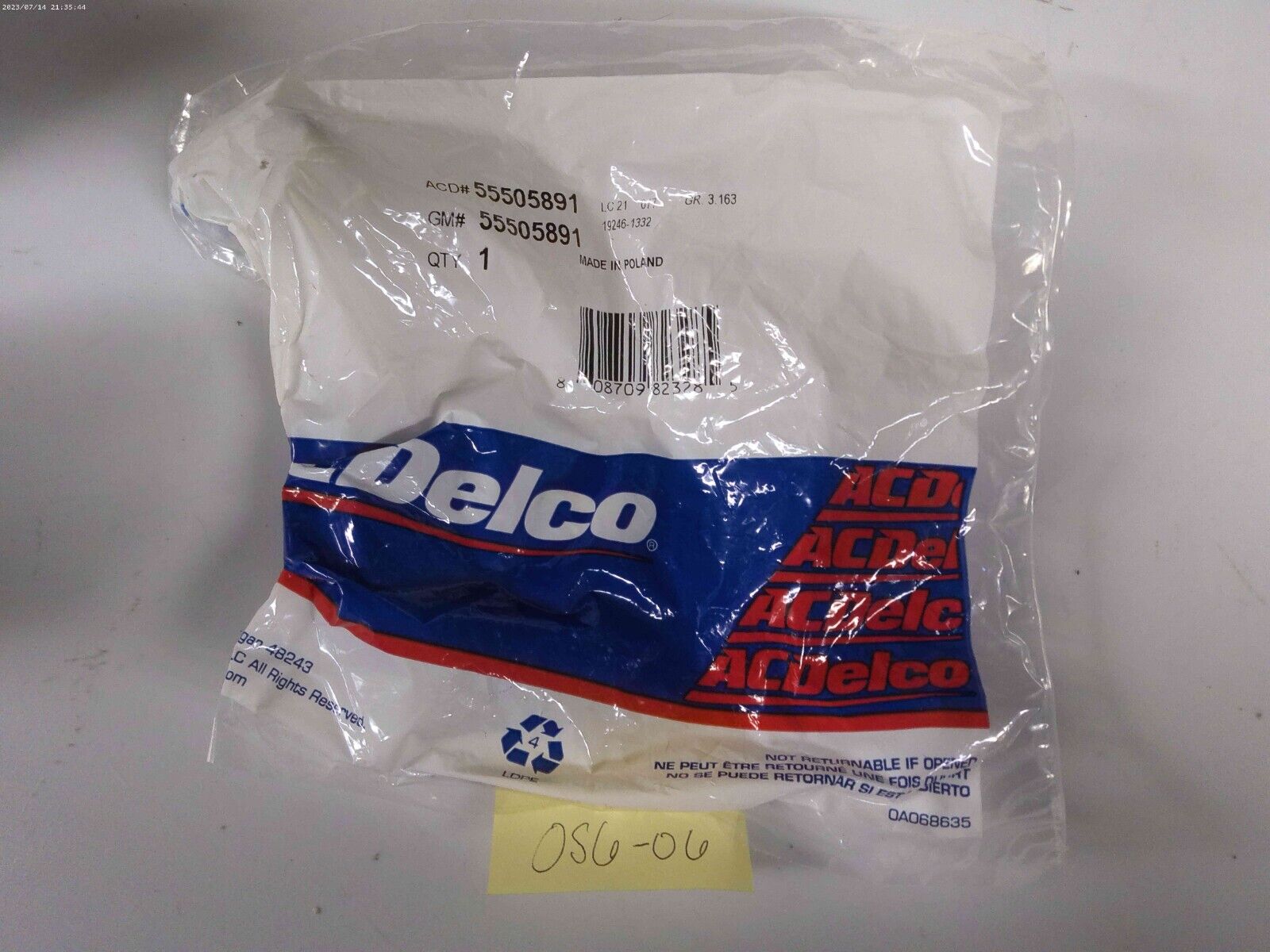 Genuine OEM GM ACDelco 55505891 Feed Pipe | OS6-06