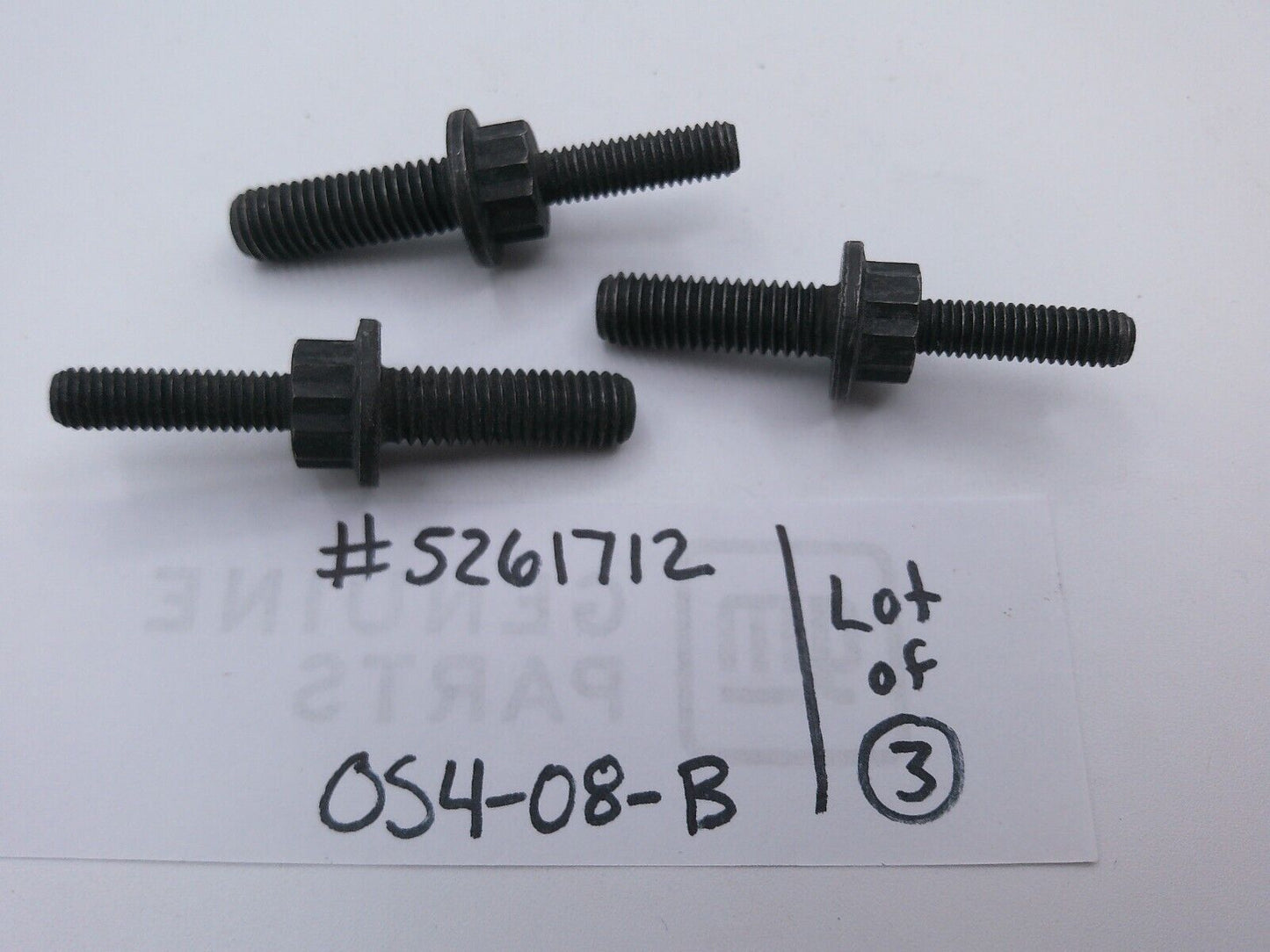 Lot of (3) OEM Genuine Cummins SCREW / Stud, TWELVE POINT CAP 5261712 | OS4-08-B
