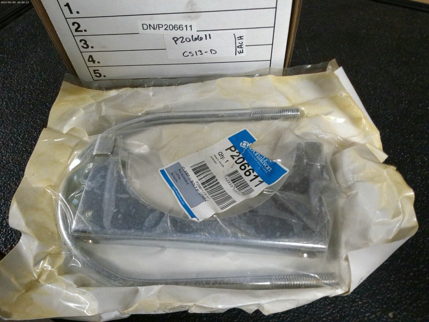 Donaldson P206611 Exhaust Clamp   Chrome, U Bolt Style | CS13-D