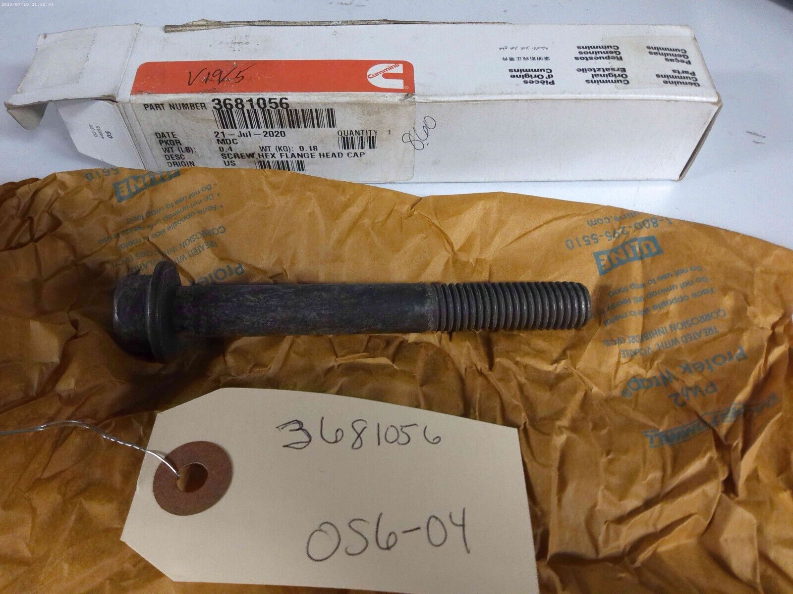 CUMMINS SCREW,HEX FLANGE HEAD CAP 3681056 | OS6-04