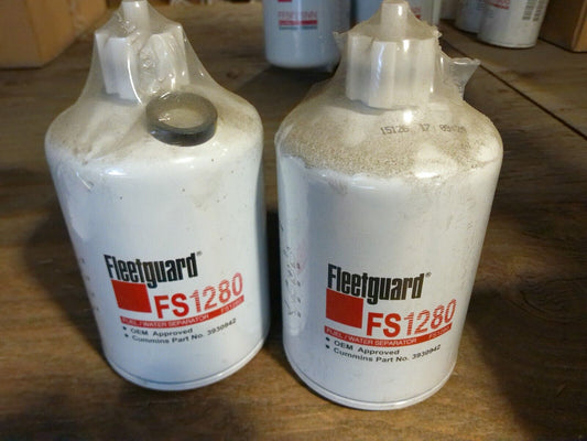 Lot of (2) Genuine Fleetguard FS1280 Fuel / Water Separator Spin-On | WD28-1