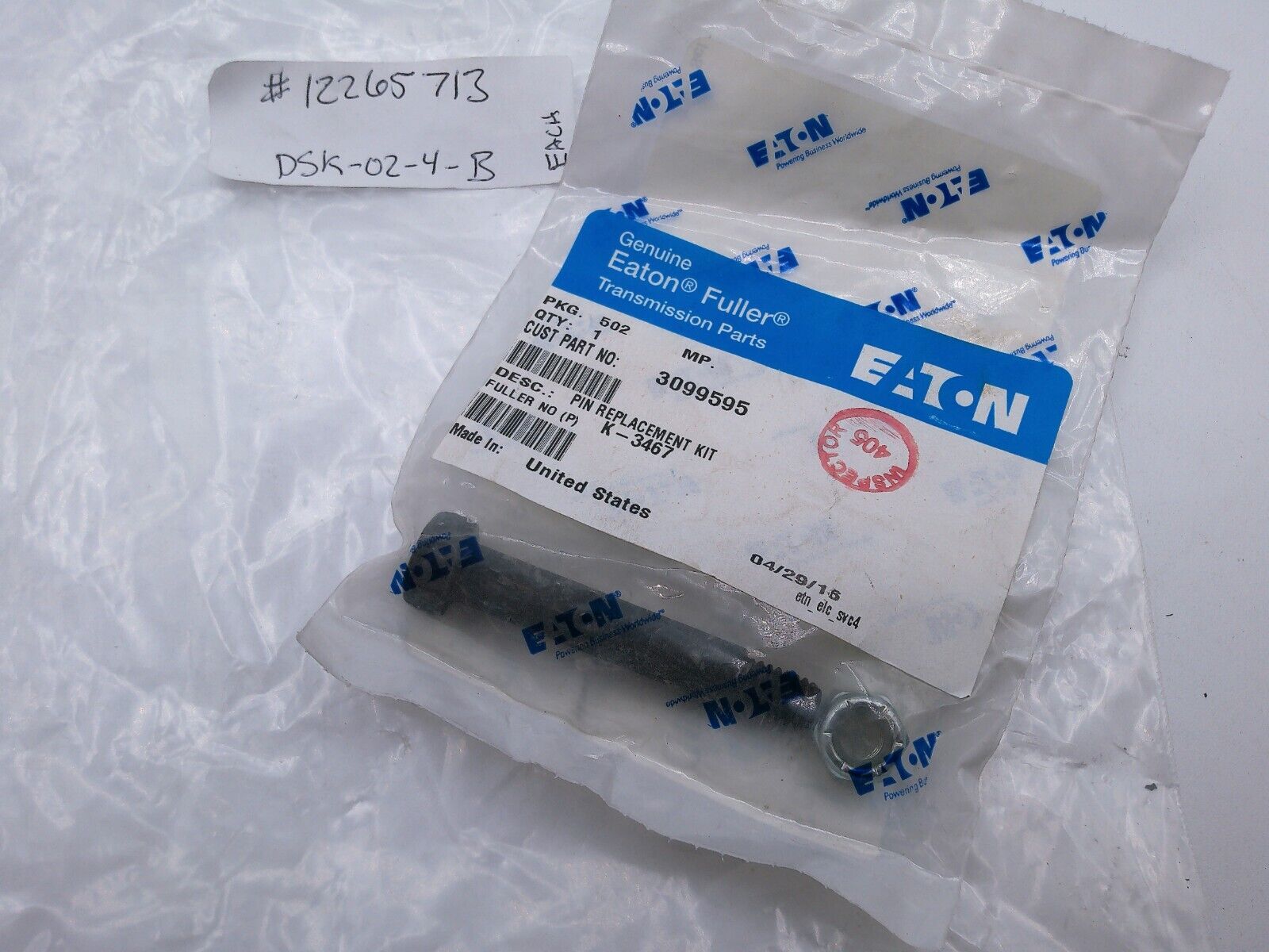 3099595 Fuller K-3467 Eaton Pin Transmission Kit with Bolt Pin Nut | DSK-02-4-B