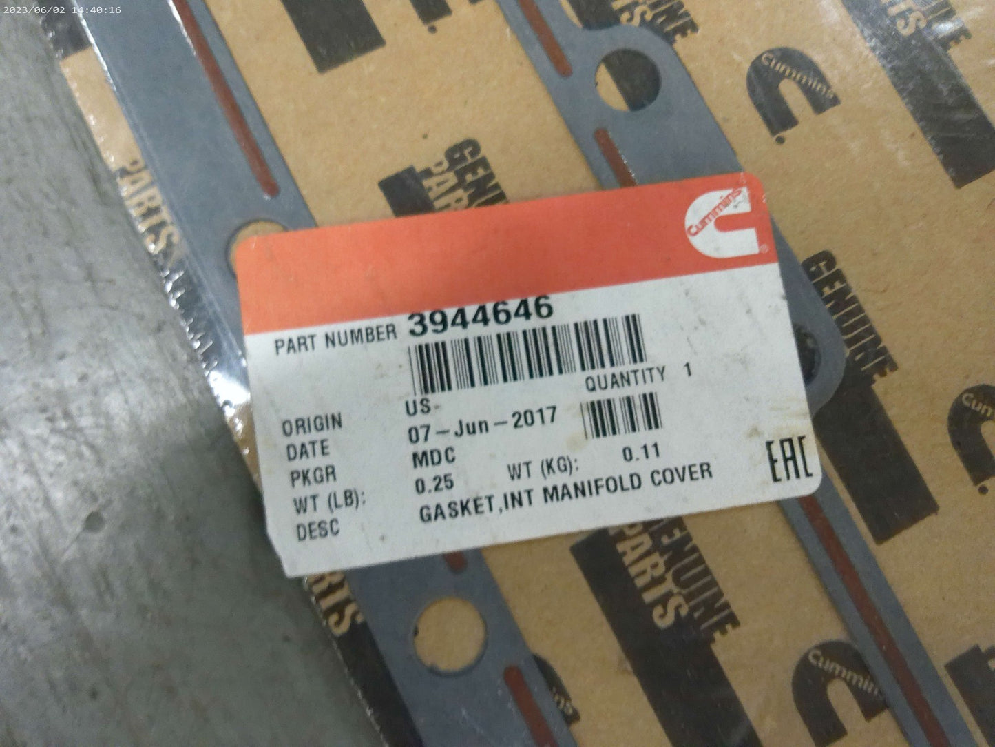 OEM Cummins 3944646 Intake Manifold Cover Gasket | OS-FL