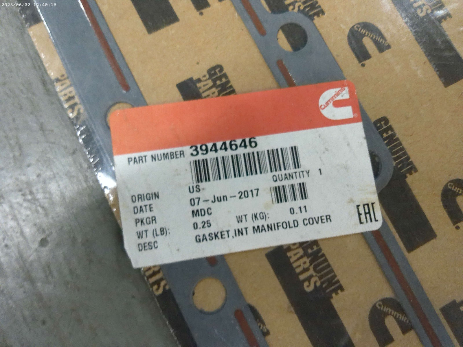 OEM Cummins 3944646 Intake Manifold Cover Gasket | OS-FL