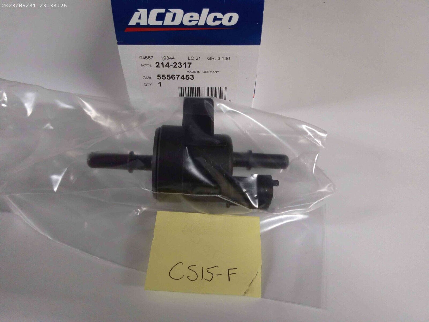 New Genuine GM 55567453 ACDelco Vapor Canister Purge Valve 214-2317 | CS15-F