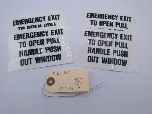 Genuine BlueBird Bus Part: LD-615 Emergency Exit Sticker (Lot of 4) | DSK-01-1A