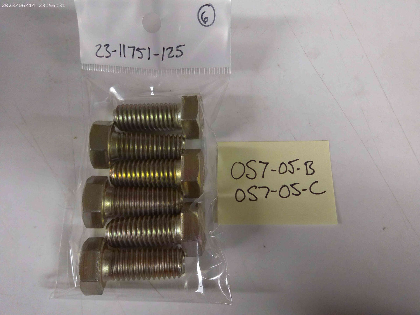SCREW-CAP, HEX, 1/2-13, G - Freightliner 23-11751-125 Lot of (6) | OS7-05-BC