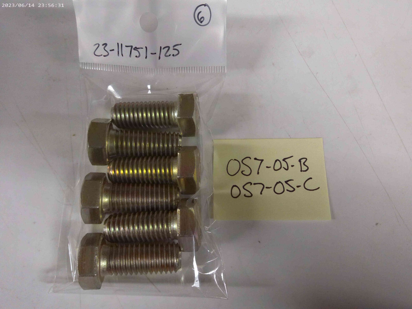 SCREW-CAP, HEX, 1/2-13, G - Freightliner 23-11751-125 Lot of (6) | OS7-05-BC
