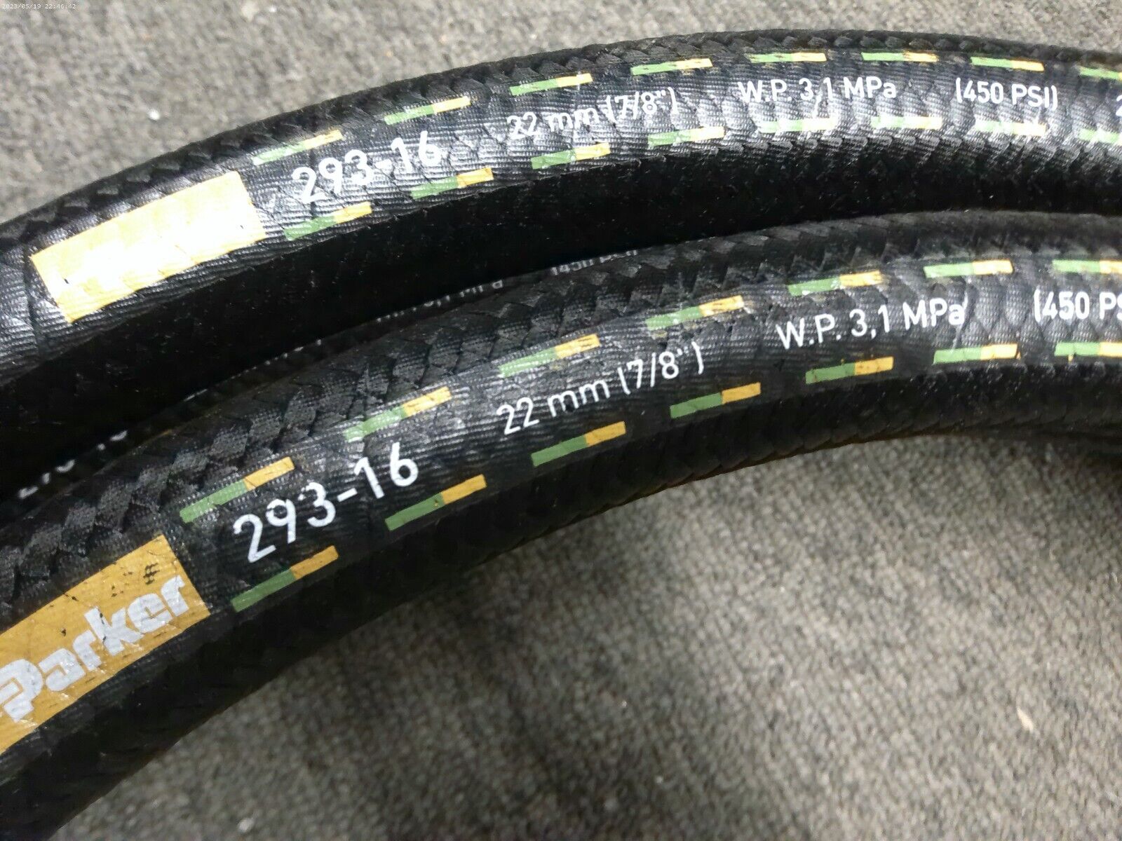 20' PARKER 293-16 7/8 450 PSI AIR HOSE, AIRBRAKE 22MM Volvo 85103551 | CS10-EN