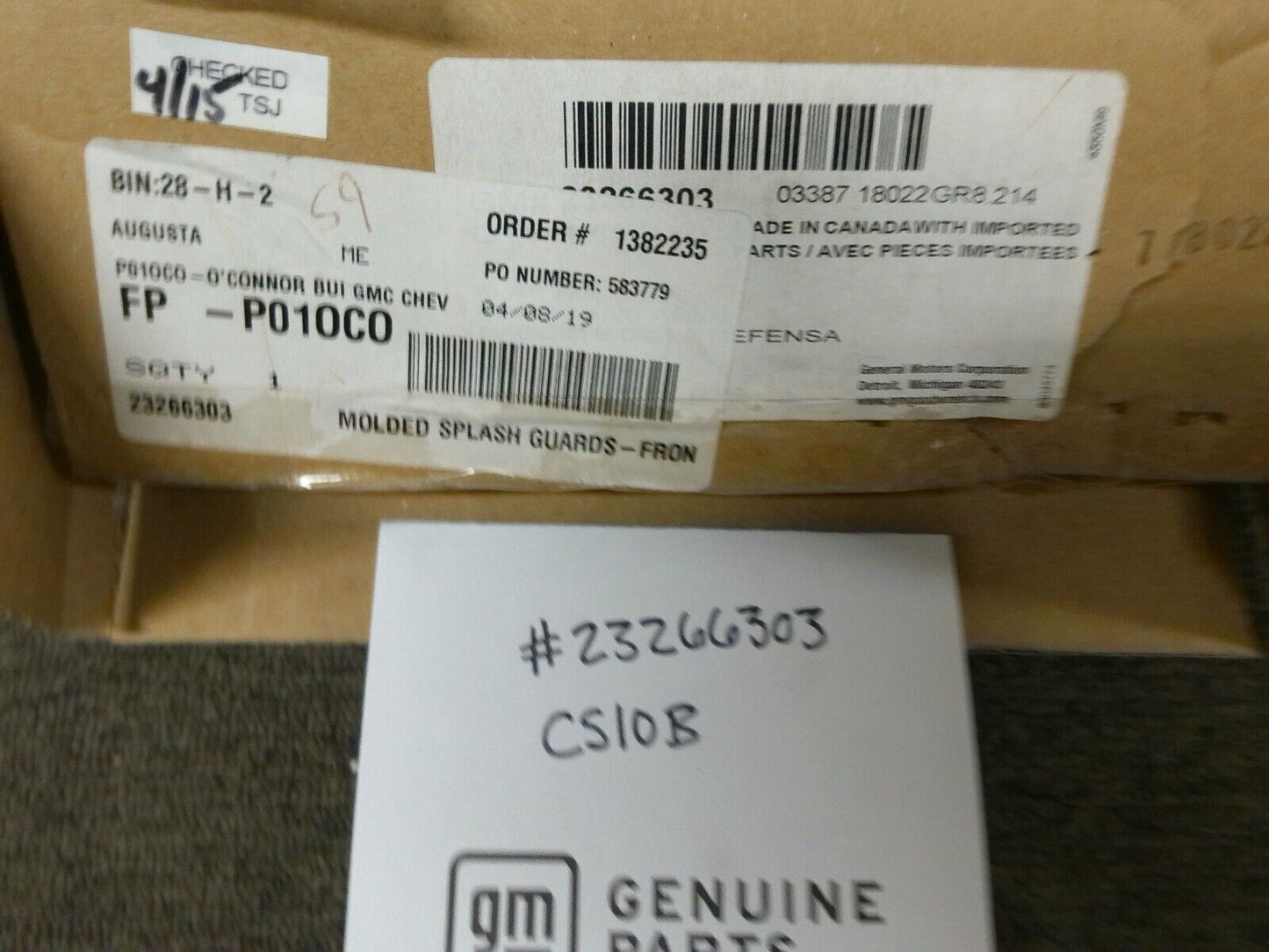 OEM GM 2017-2024 Cadillac XT5 Front Molded Splash Guards 23266303 | B CS10B
